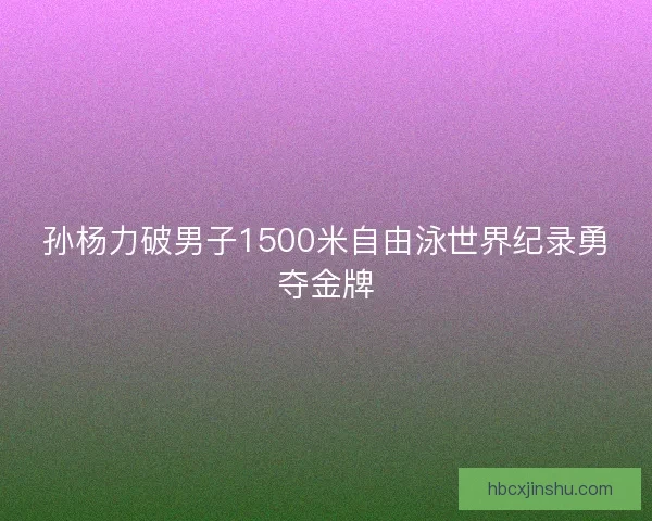 孙杨力破男子1500米自由泳世界纪录勇夺金牌